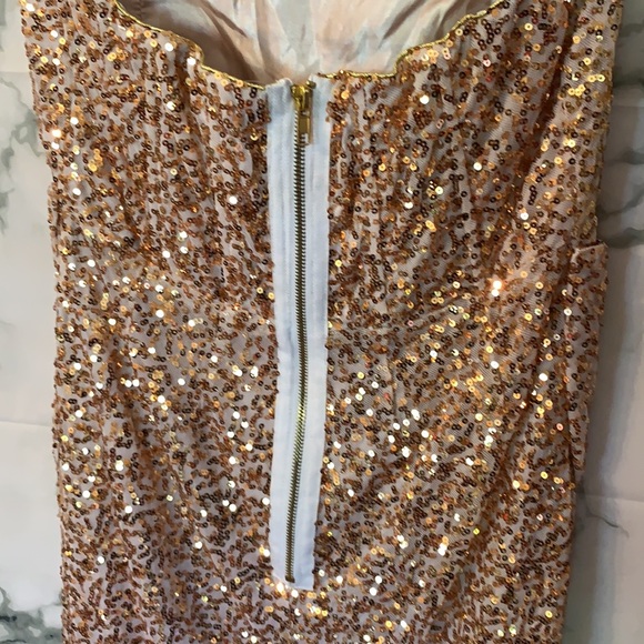M Gold Sequin Bow Prom / Formal Dress Arden B - Picture 16 of 17